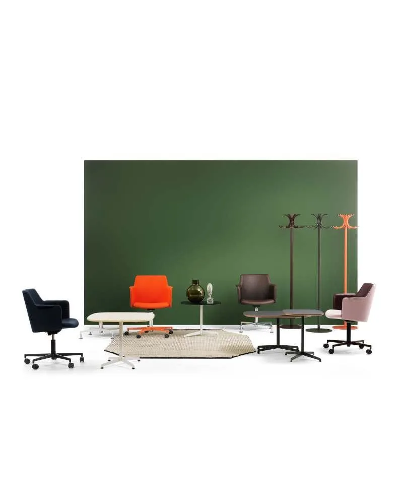 Lammhults CAROUSEL -tuoli, vaaleanruskea nahka/kiillotettu alumiini - Image 5