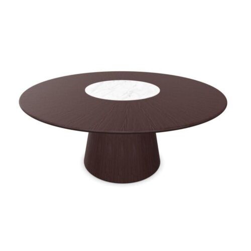 Andreu World REVERSE WOOD -pöytä, Ø180 cm, tumma saarni/valkoinen marmori ME15501