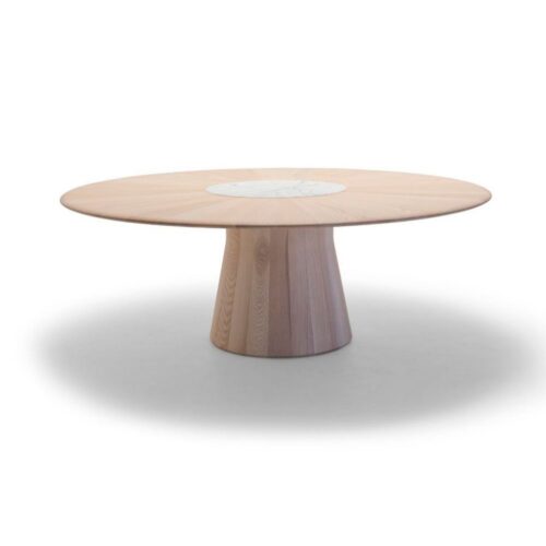 Andreu World REVERSE WOOD -pöytä, Ø200 cm, saarni/marmori ME15502