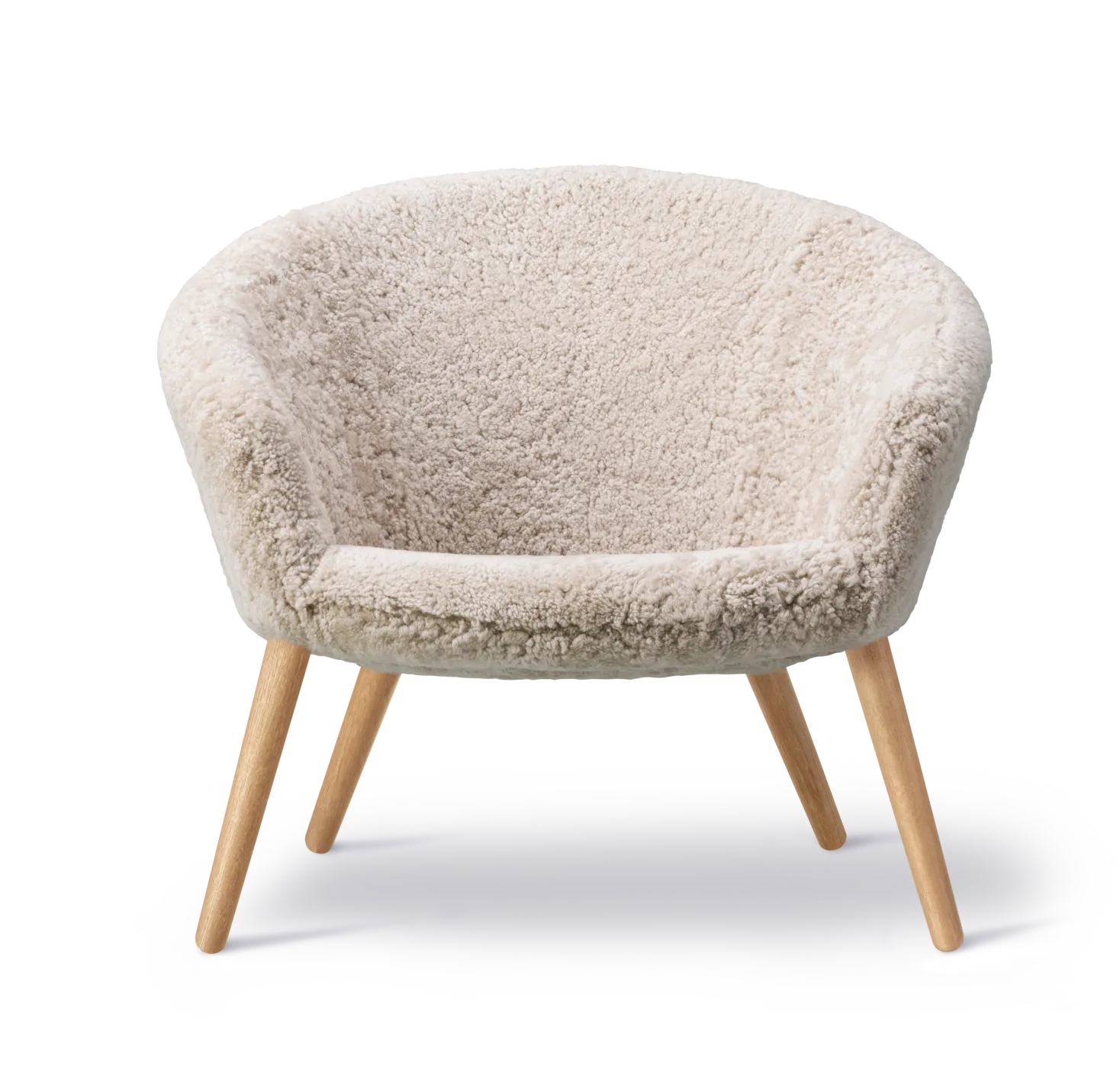 Fredericia DITZEL Lounge chair, moonlight sheepskin/lacquered oak