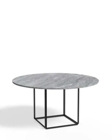 New Works FLORENCE -ruokapöytä, Ø145 cm, harmaa marmori/musta jalka