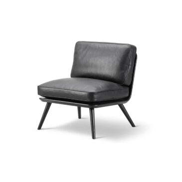 Fredericia SPINE LOUNGE PETIT chair, black leather/black