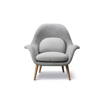 Fredericia SWOON LOUNGE -nojatuoli, harmaa/lakattu tammi