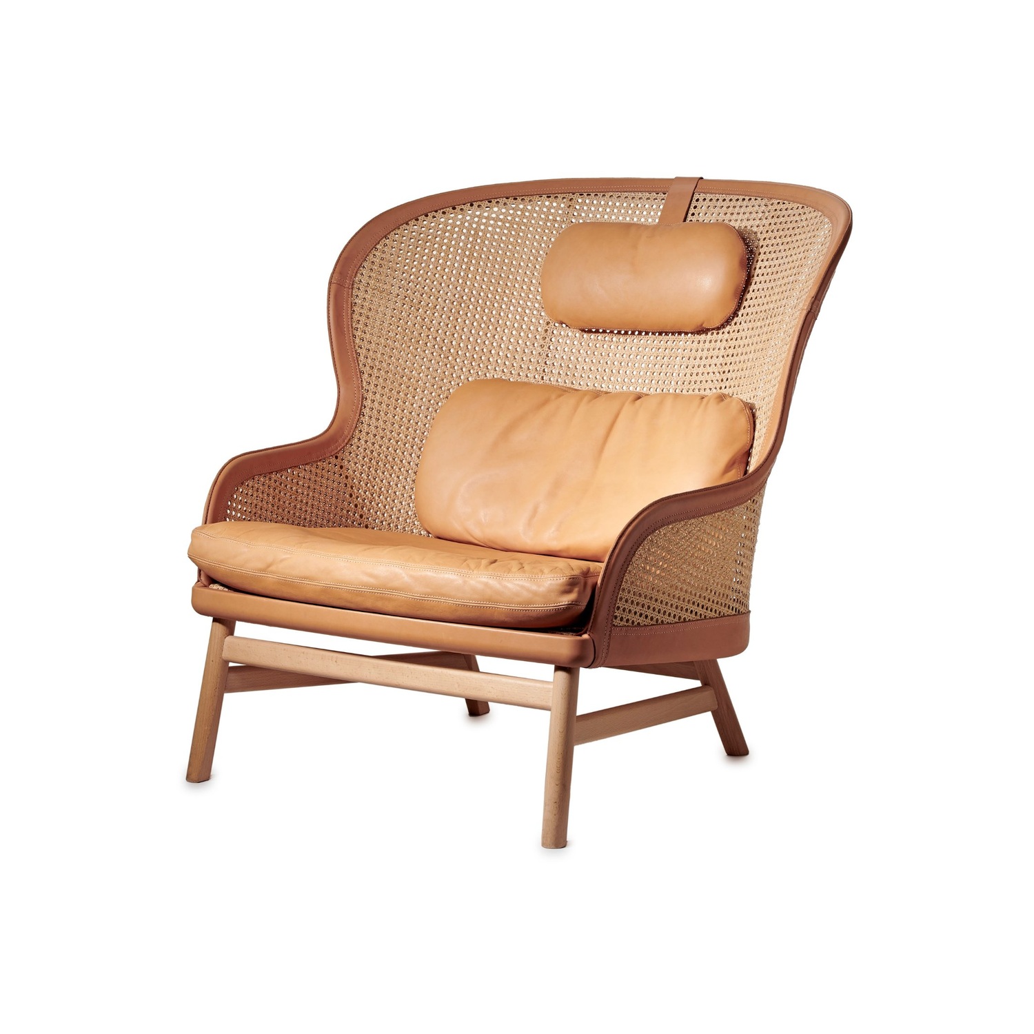 Gärsnäs DANDY easy chair, beech/natural leather