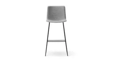 Fredericia PATO bar stool, sledge base, grey/black, fully upholstered