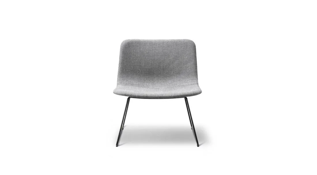Fredericia PATO lounge chair, sledge base, grey/black, fully upholstered