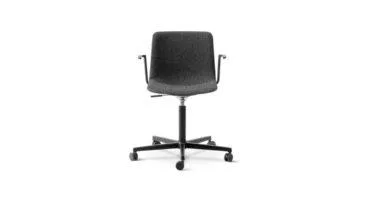Fredericia PATO office armchair, dark grey/black, fully upholstered