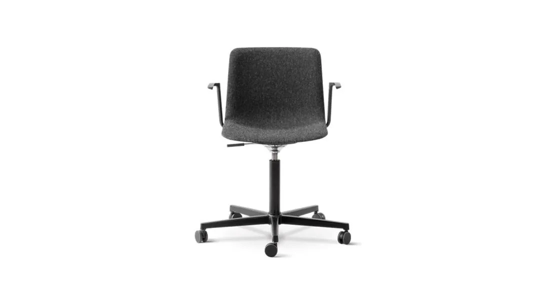 Fredericia PATO office armchair, dark grey/black, fully upholstered