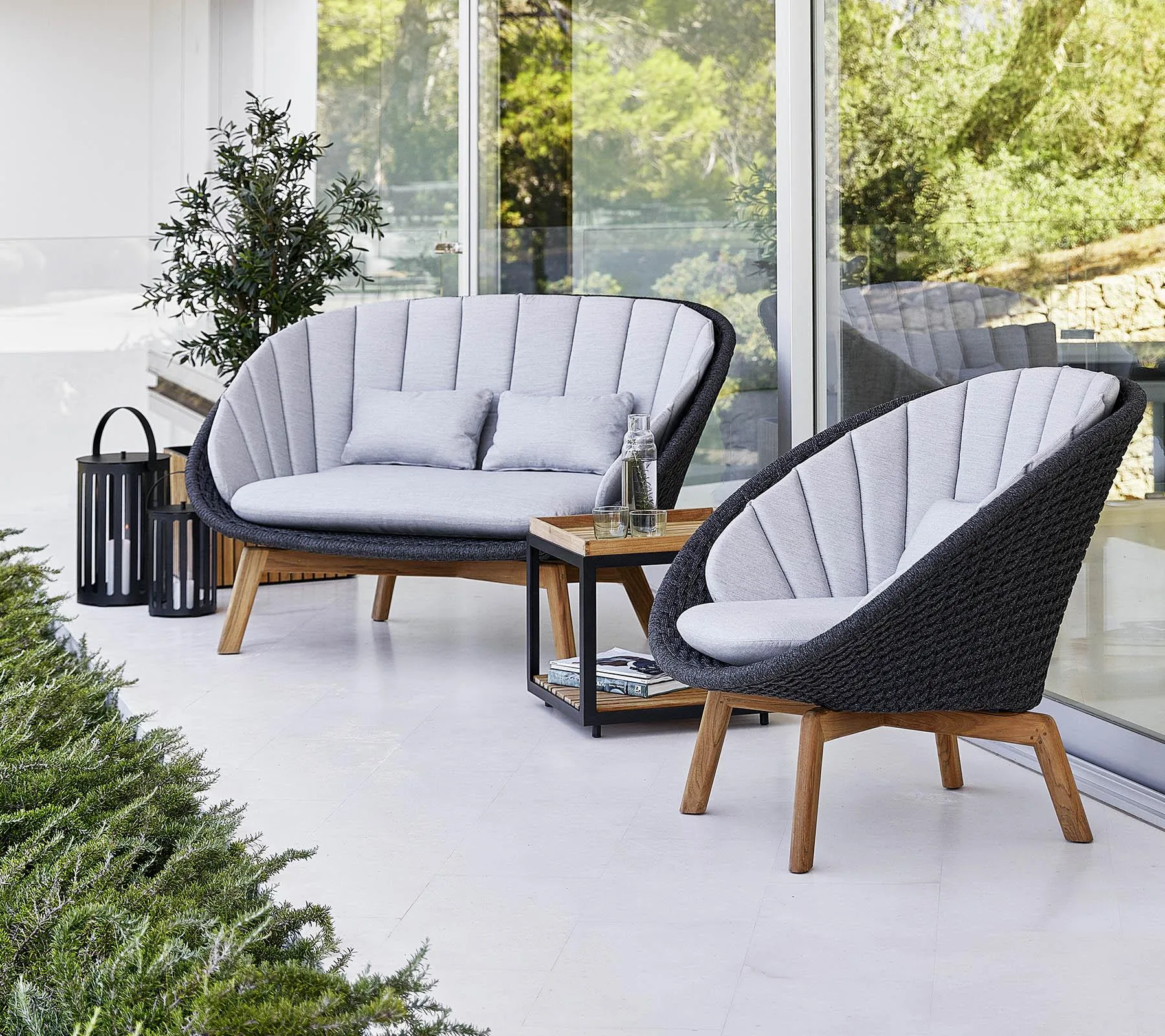 Cane-line PEACOCK -armchair, light grey / dark grey / teak - Image 5