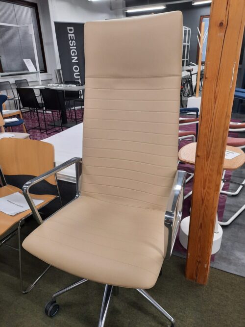 Andreu World FLEX EXECUTIVE SO1861 -työtuoli, beige nahka/kiillotettu alumiini, outlet - Image 2
