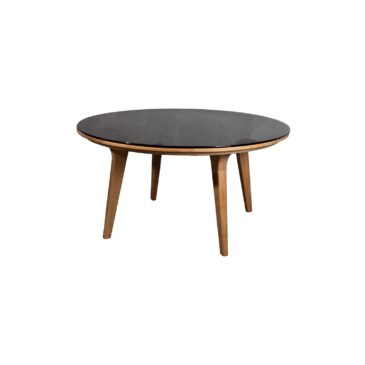 Cane-line ASPECT -dining table Ø 144 cm, smokey black glass / teak