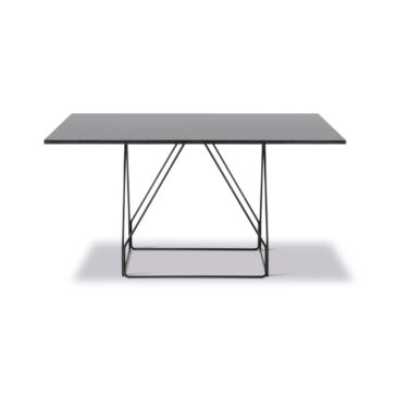 Fredericia JG -dining table, 140 x 140 cm, black linoleum / black steel