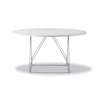 Fredericia JG -ruokapöytä, Ø140cm, valkoinen marmori/ruostumaton teräs