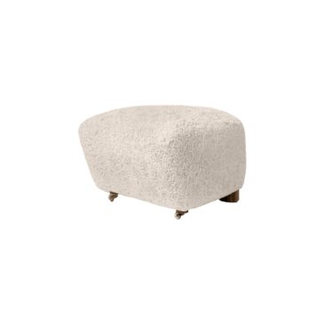 Audo Copenhagen THE TIRED MAN ottoman, sheepskin moonlight/oiled smoked oak
