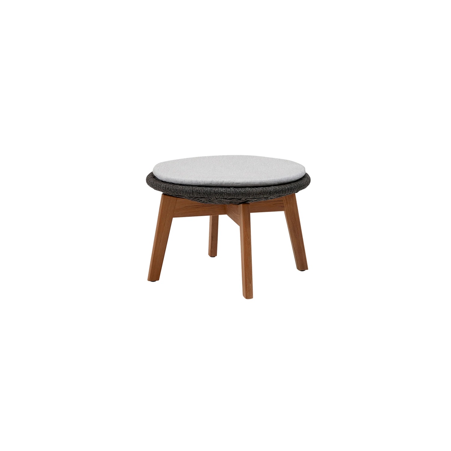 Cane-line PEACOCK -footstool, light grey / dark grey / teak