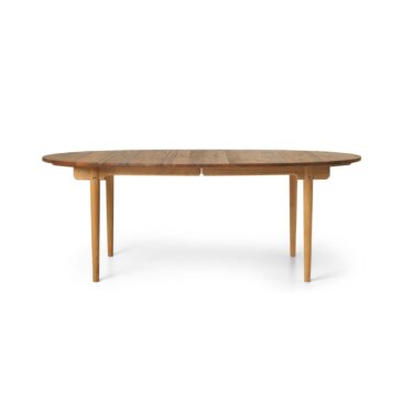 Carl Hansen CH338-ruokapöytä sis. yhden jatkolevyn, teak mix