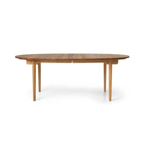 Carl Hansen CH338-ruokapöytä sis. yhden jatkolevyn, teak mix