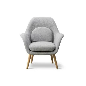 Fredericia SWOON LOUNGE PETIT armchair, grey/oiled oak