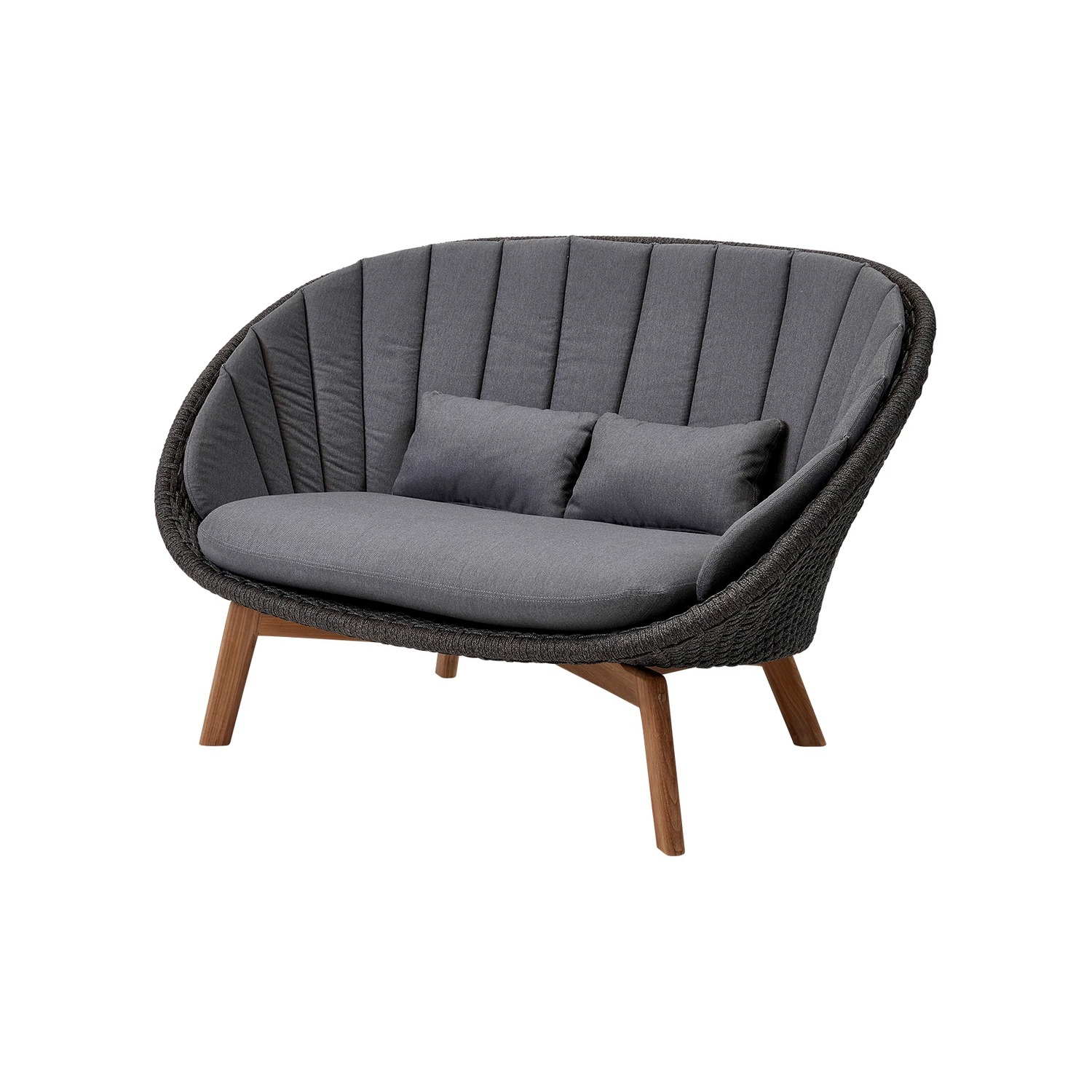 Cane-line PEACOCK 2-seater sofa, grey / dark grey / teak