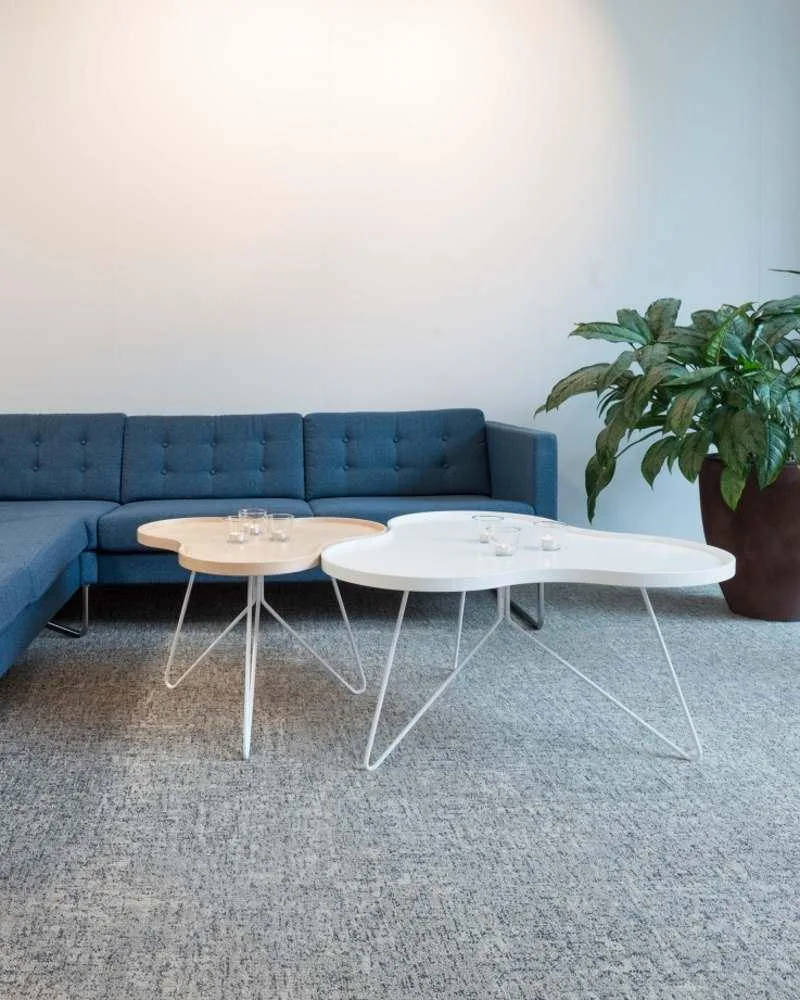 Swedese FLOWER -pöytä, 90x84 cm, valkoinen laminaatti/tammi/kromi - Image 2