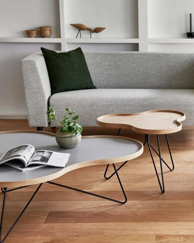 Swedese FLOWER -pöytä, 90x84 cm, valkoinen laminaatti/tammi/kromi - Image 4