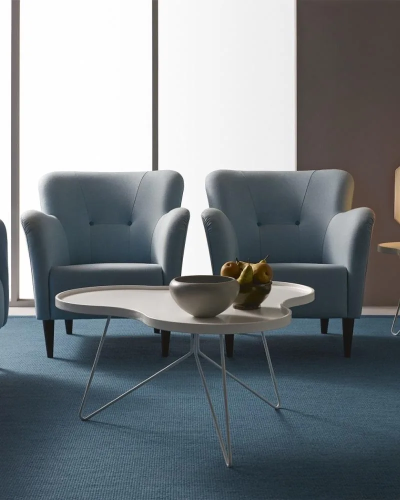 Swedese FLOWER -pöytä, 90x84 cm, valkoinen laminaatti/tammi/kromi - Image 3