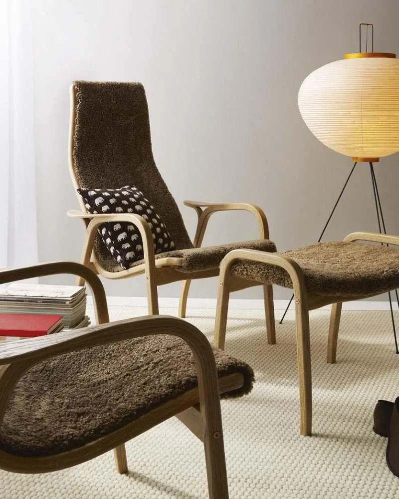 Swedese LAMINO -nojatuoli, öljytty tammi/harmaa lampaankarva - Image 5