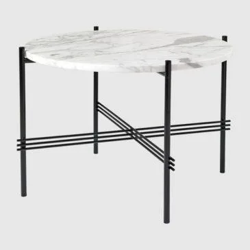 GUBI TS coffee table Ø55 cm, white marble / black