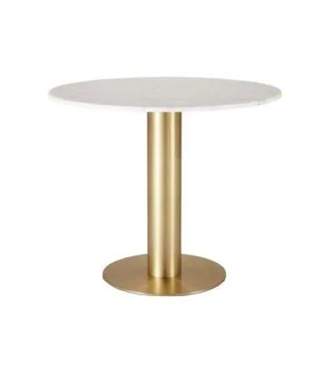 Tom Dixon TUBE dining table Ø 90 cm, brass / marble