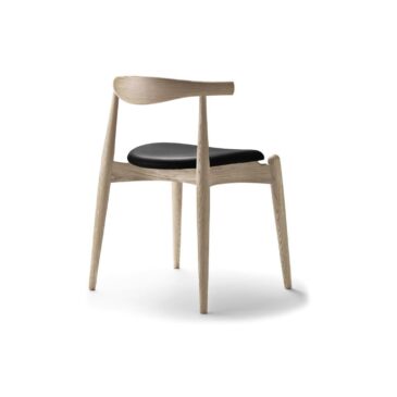 Carl Hansen CH20 chair, white oiled oak / black leather