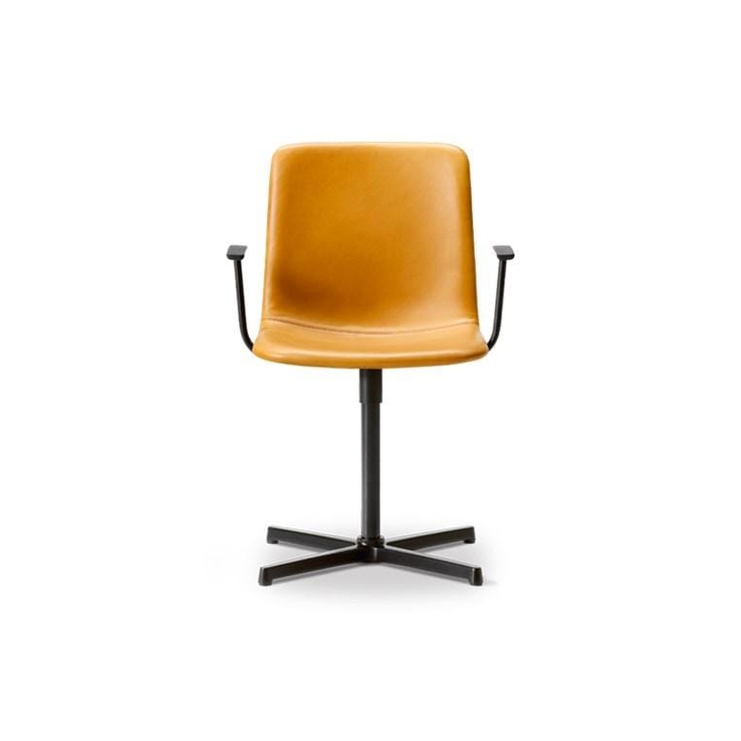 Fredericia PATO Executive office chair, cognac leather/black, fully upholstered