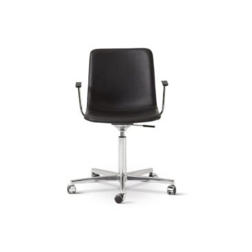 Fredericia PATO Executive office chair, black leather/alumiini, fully upholstered