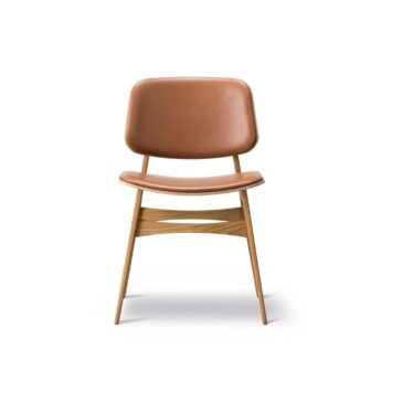 Fredericia SØBORG 3052 chair, lacquered oak, brown leather