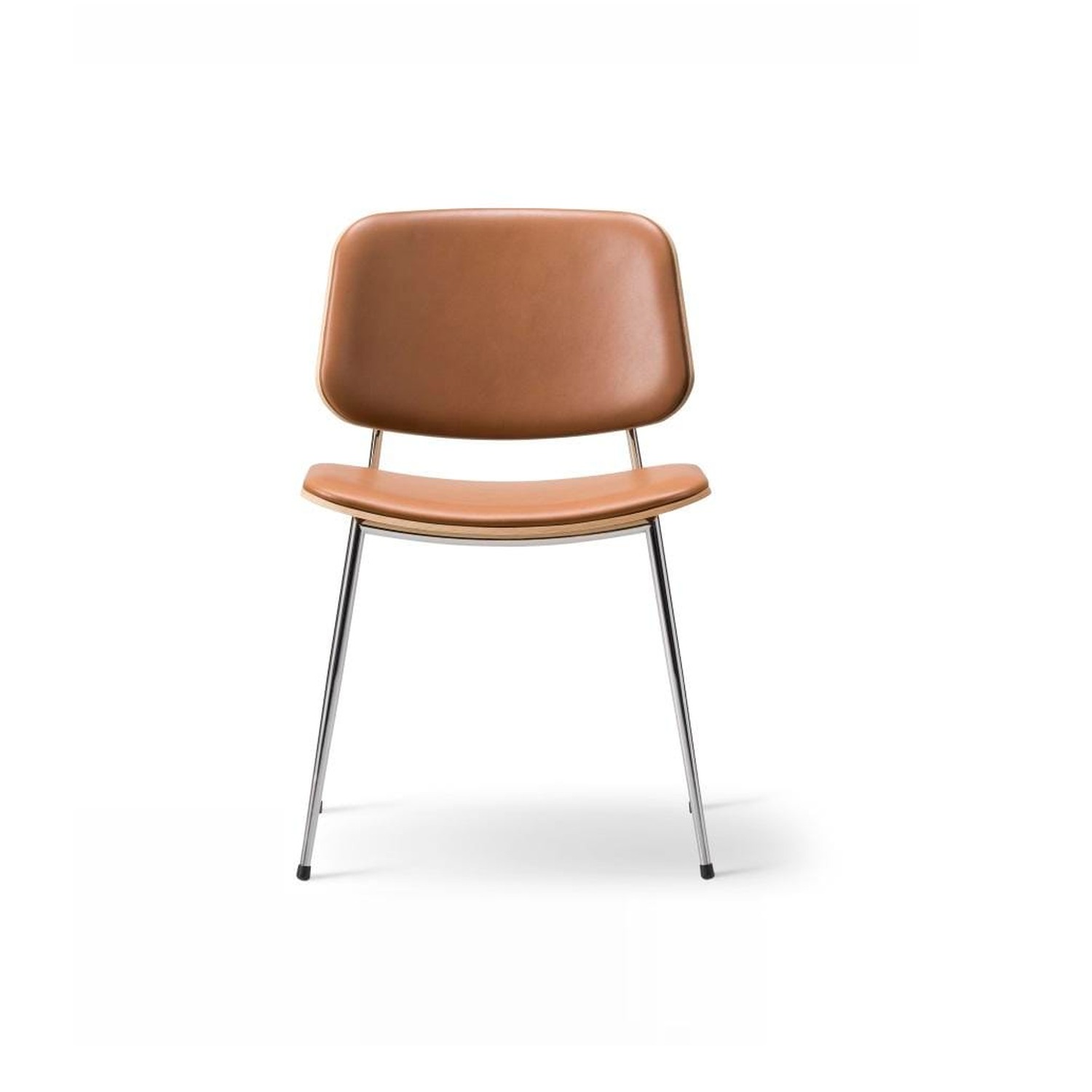 Fredericia SØBORG 3062 chair, lacquered oak, steel frame, brown leather