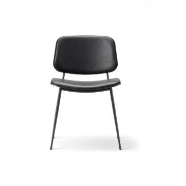 Fredericia SØBORG 3062 chair, black lacquered oak, steel frame, black leather