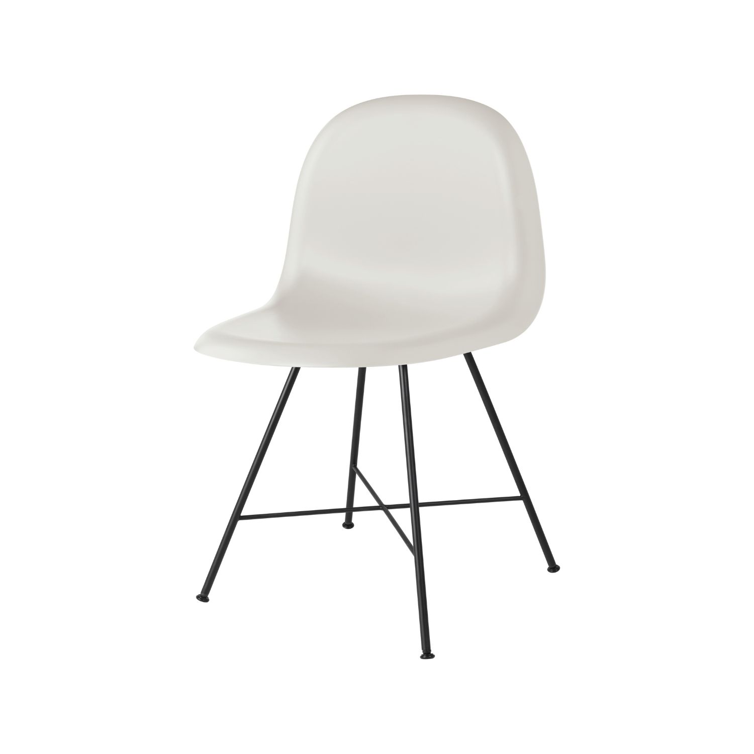 GUBI 3D-tuoli, valkoinen muovi/musta