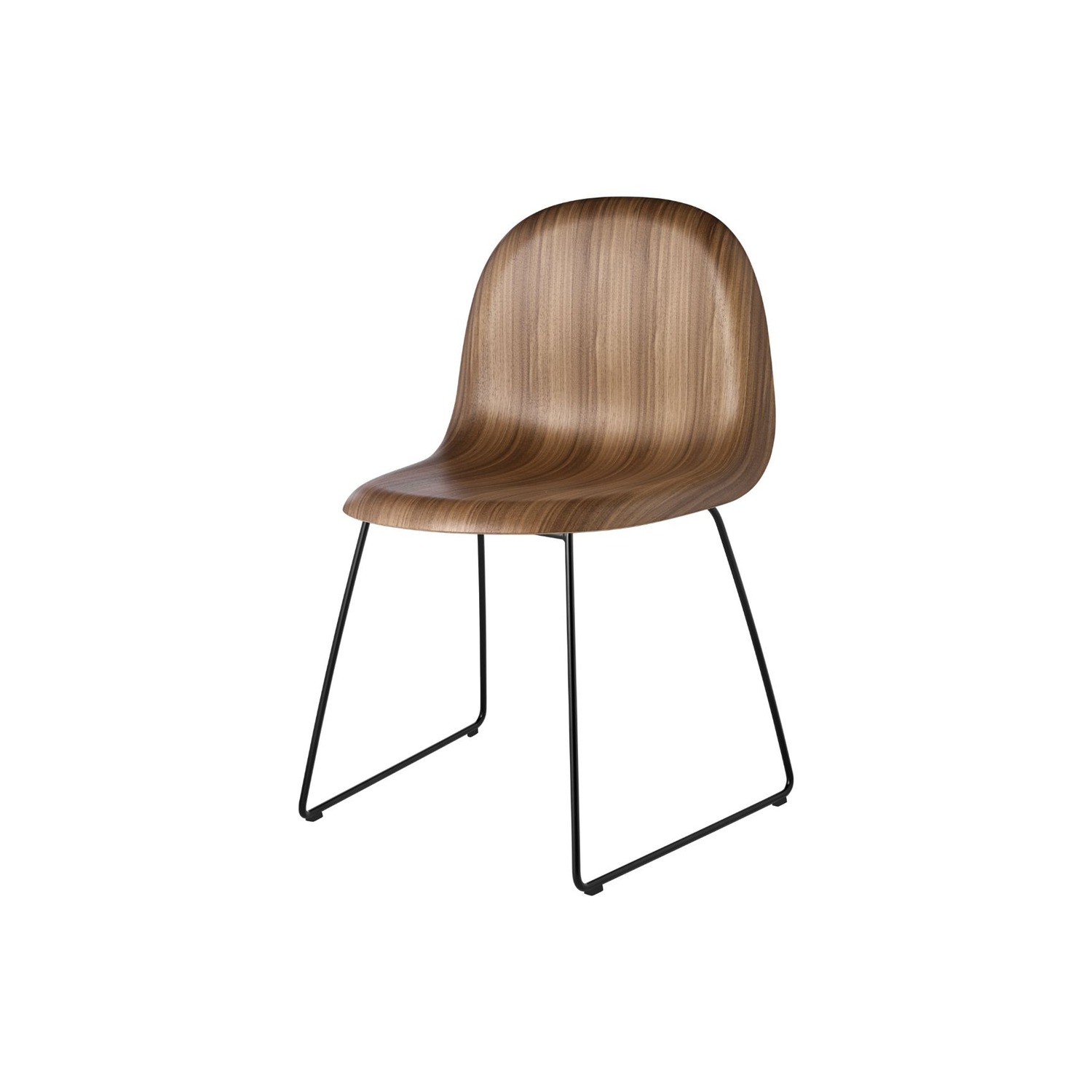 GUBI 3D-tuoli, pähkinä/musta, kelkkajalka