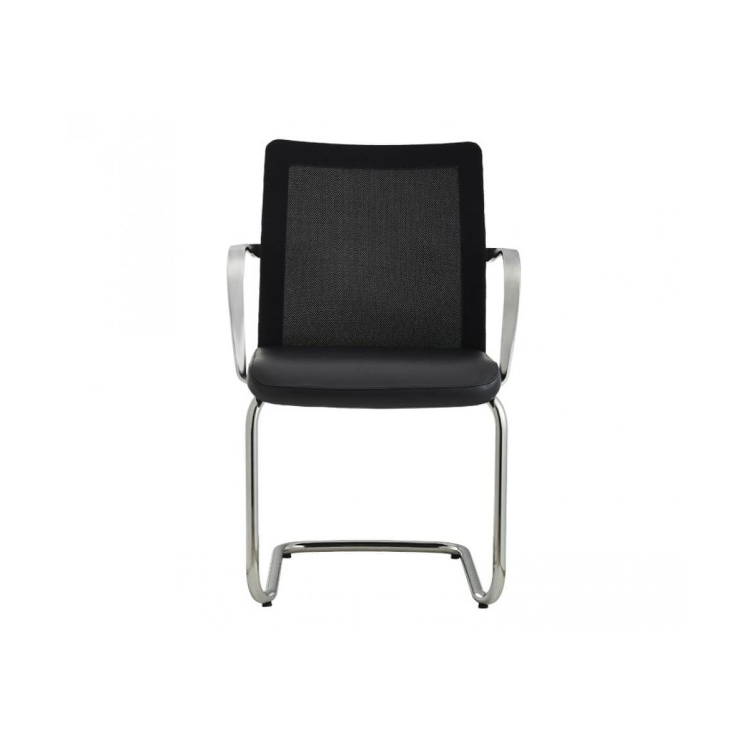 Howe MN1 armchair, black leather/chrome, mesh back