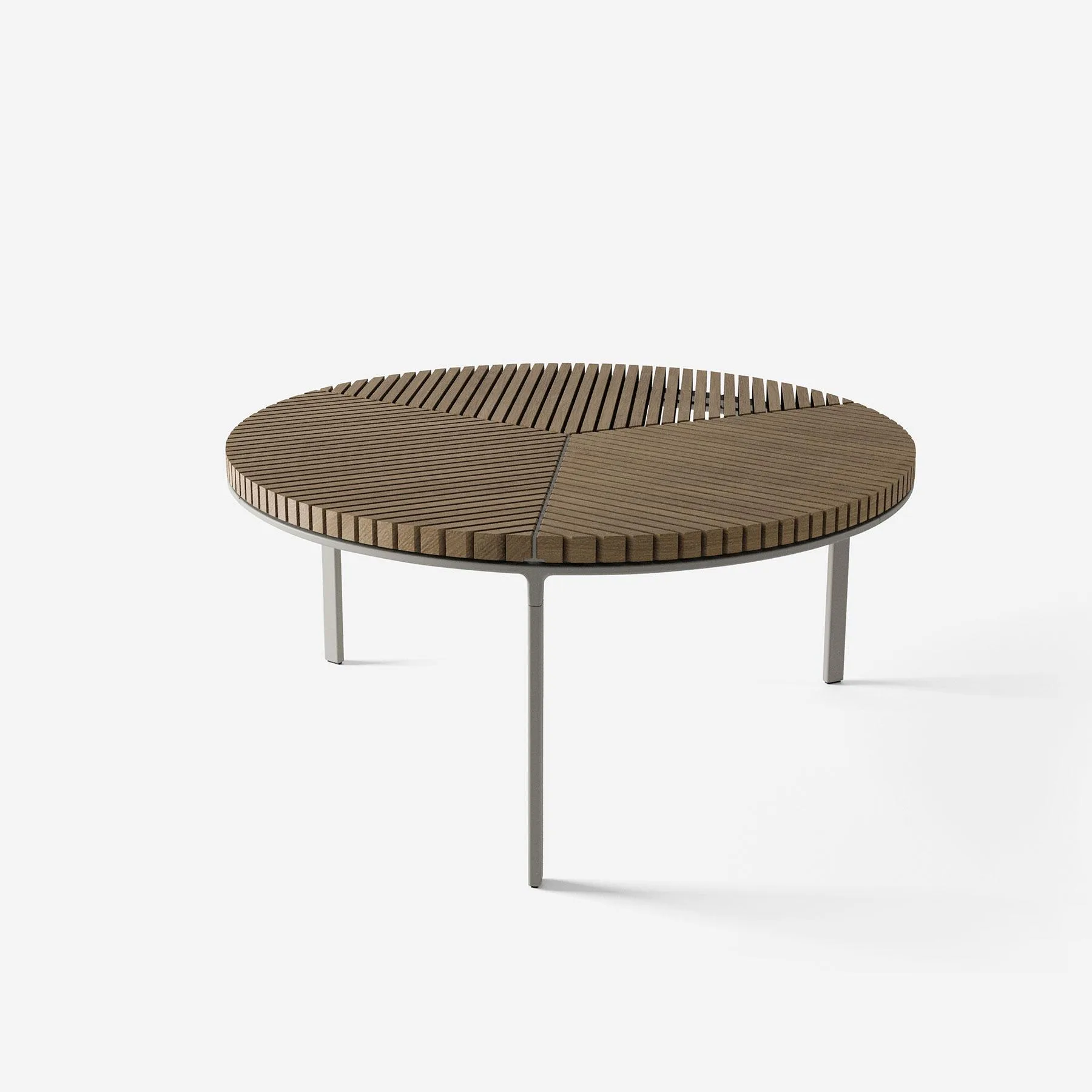 Vipp 716 Open-Air coffee table Ø90 cm, light grey/teak