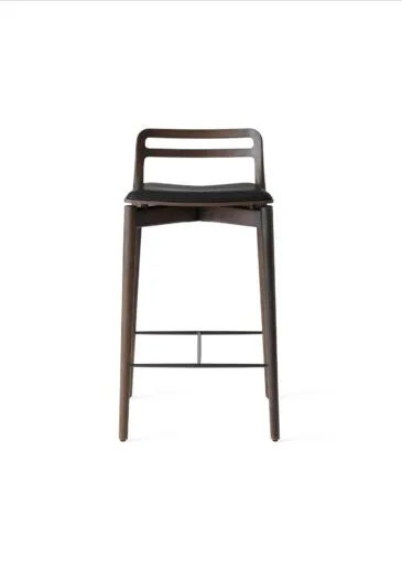 Vipp 484 CABIN counter stool, 67 cm, dark oak / black leather