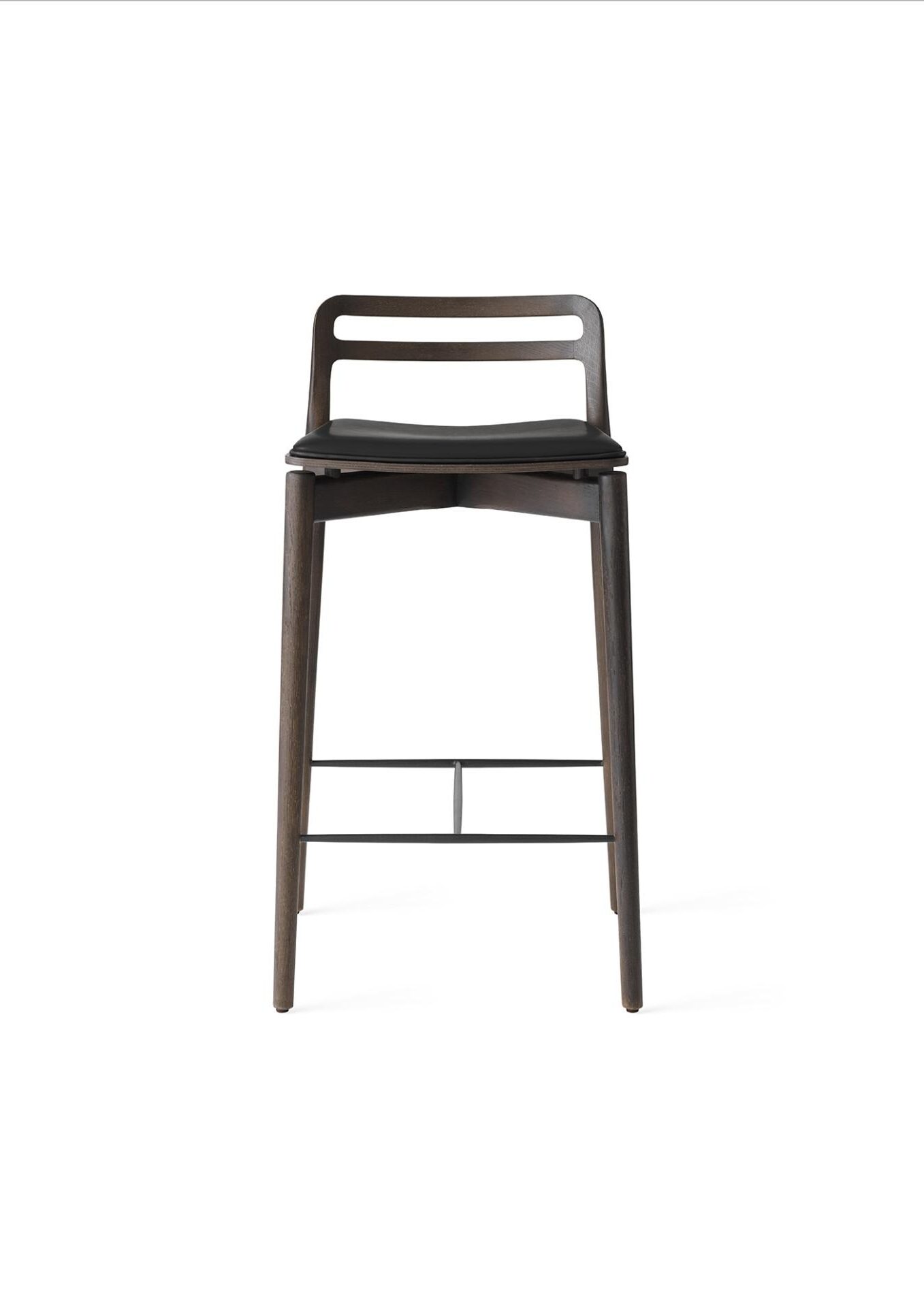 Vipp 484 CABIN counter stool, 67 cm, dark oak / black leather