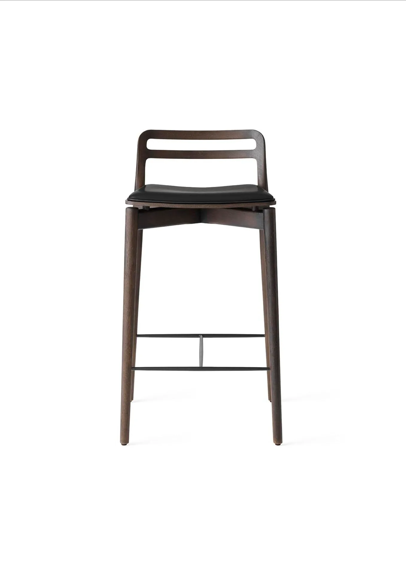 Vipp 484 CABIN counter stool, 67 cm, dark oak / black leather