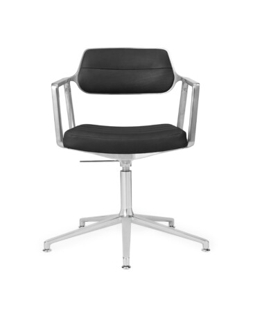 Vipp 453+-työtuoli, musta nahka/kiillotettu alumiini