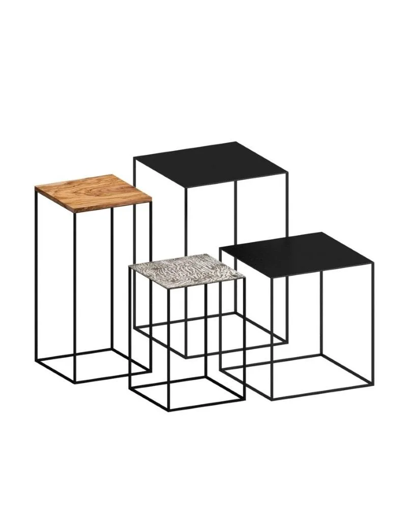 Zeus SLIM IRONY ART -sivupöytä, 41 x 41 x 46 cm, musta runko / lasikansi - Image 6