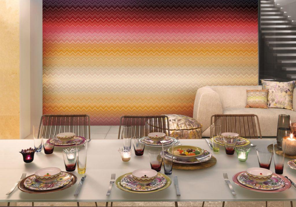 Missoni Home Zig Zag Sfumato panel wallpaper, yellow/red - Nomart