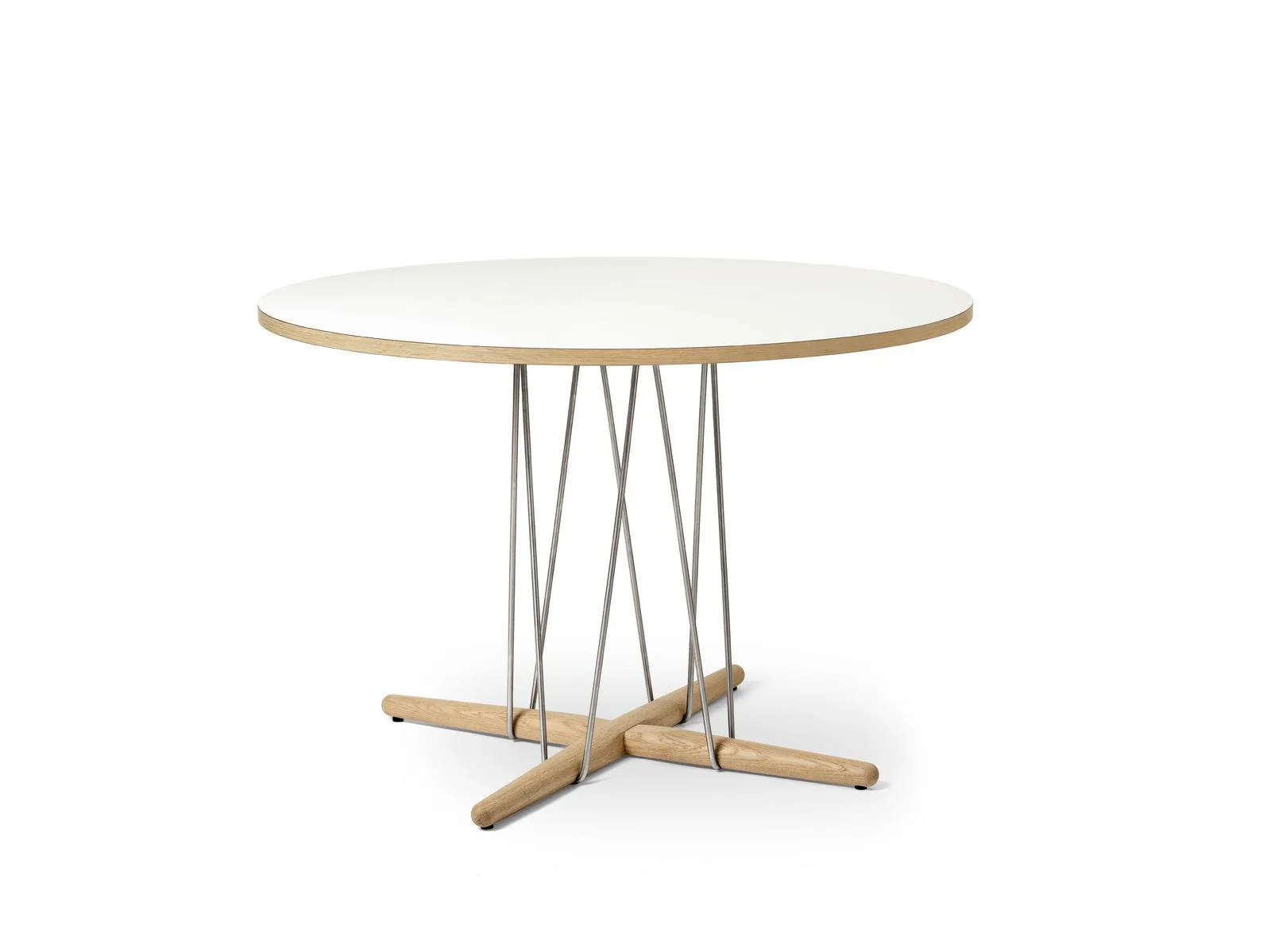 Carl Hansen E020 EMBRACE dining table, Ø110 cm, white oiled oak / white